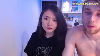 Interracial cute skinny asian and white guy on webcam