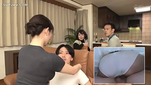 MILF seduces stepson on the sofa